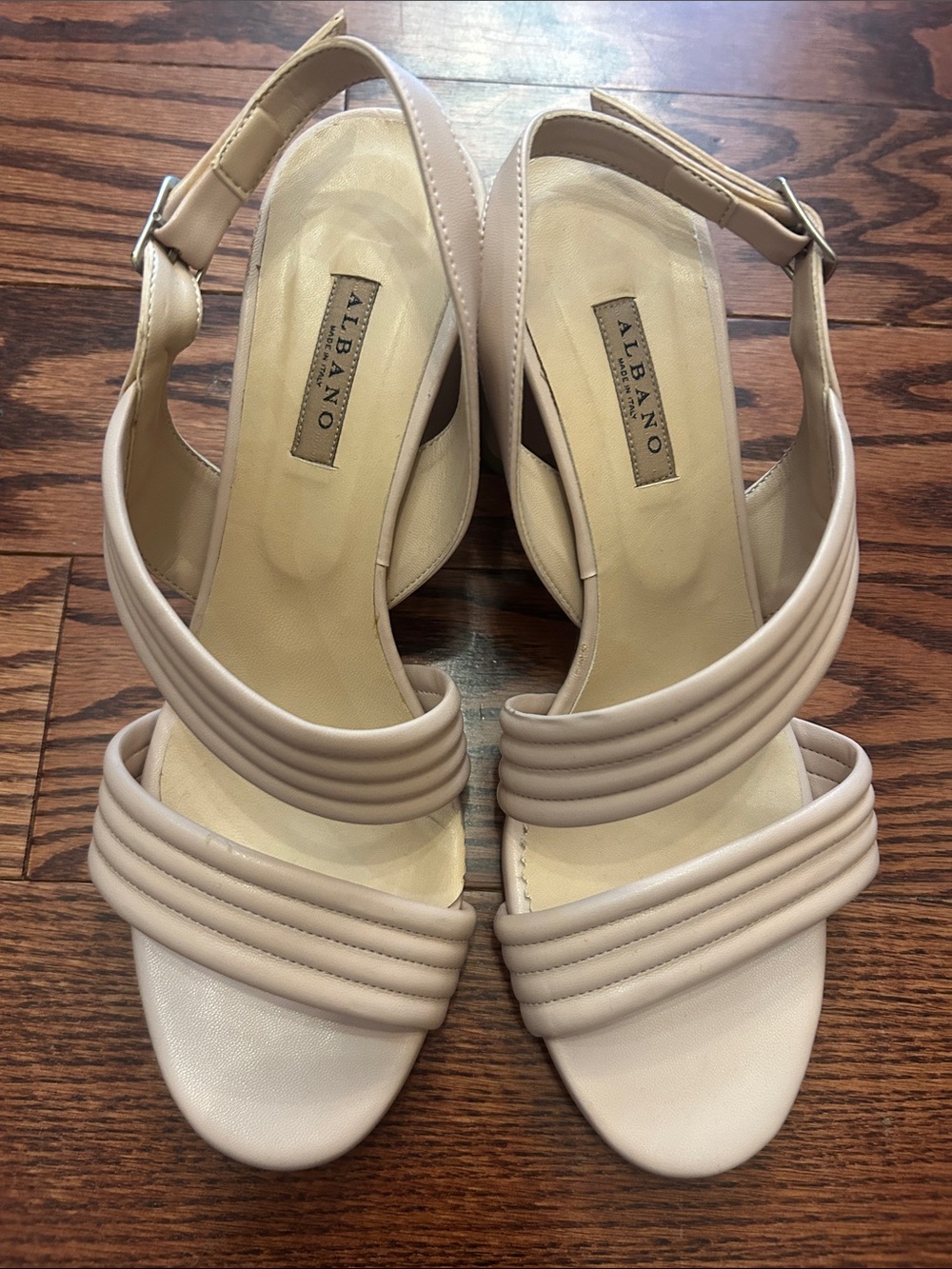 Alba Nude/Taupe Triple-Strap Slingback Sandals